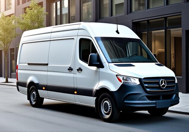 Fast delivery van in urban setting